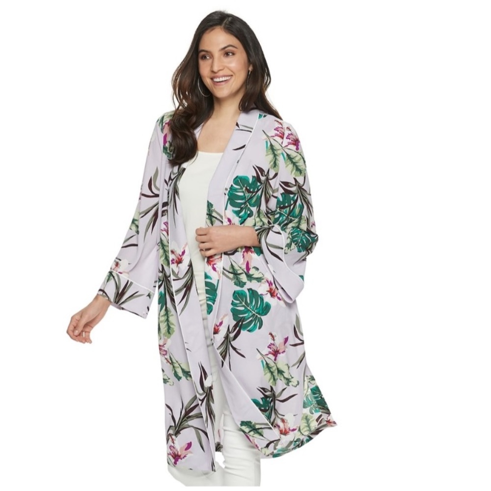Jennifer Lopez Floral Purple Kimono Small